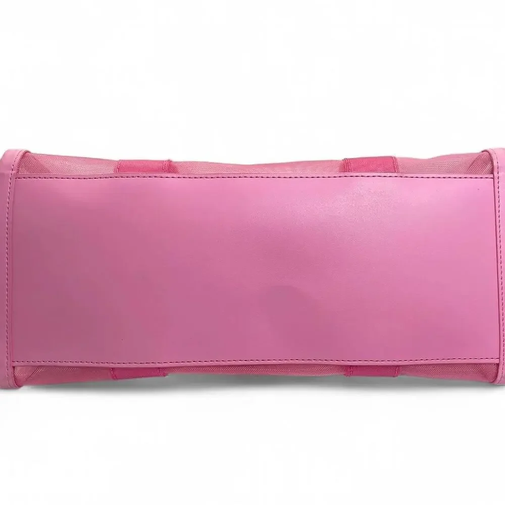 Marc Jacobs Bubblegum Pink Mesh Leather Medium The Tote Bag 2way Kawaii Beach - Picture 6 of 6